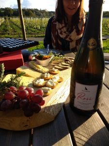 Oastbrook rose sparkling with local cheeses